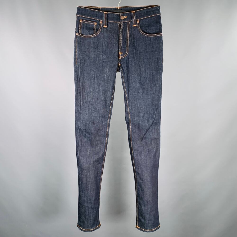 NUDIE JEANS Size 29 Blue Contrast Stitch Cotton Blend Slim Jeans